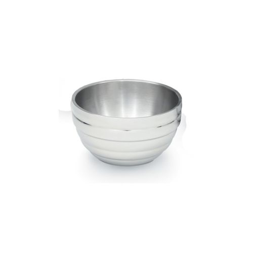 1.7-Quart Round Double-Wall Stainless Steel Serving Bowl With Beehive Pattern